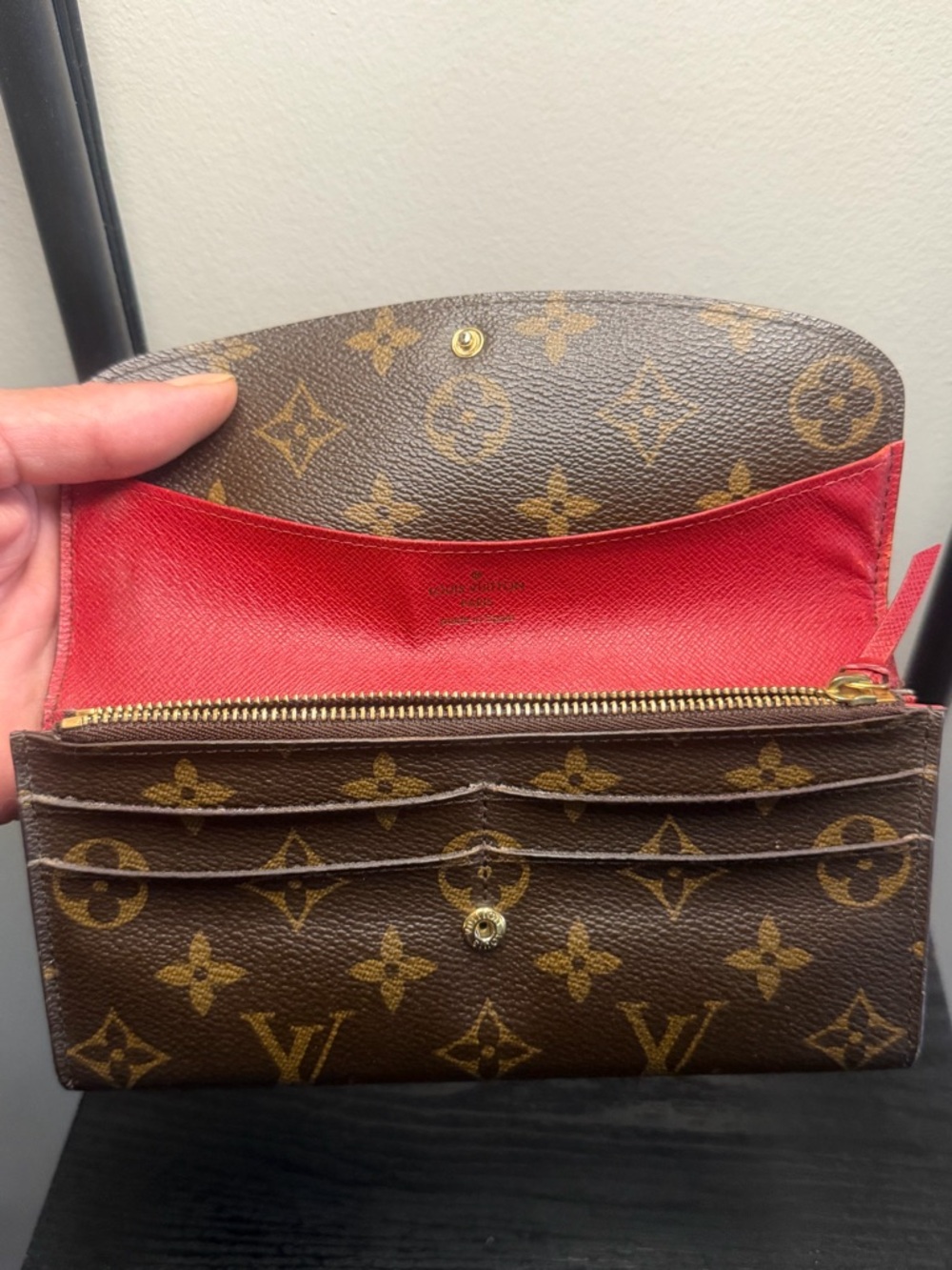 Louis Vuitton Emily Wallet Monogram Canvas Red Interior Long Wallet Authentic - Picture 7 of 15